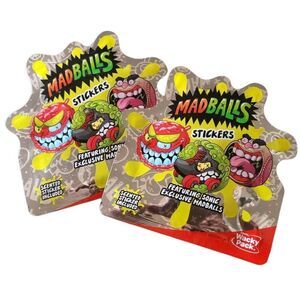 Sonic Madballs Wacky Pack Sticker Sonic Exclusive Scented Sealed New (2 Packs)